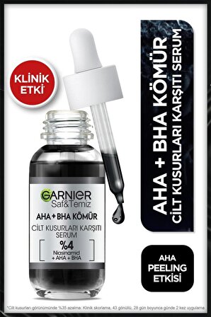 Garnier Siyah Serum AHA + BHA Kömür Cilt Kusurları Karşıtı Peeling Etkili 30 ml